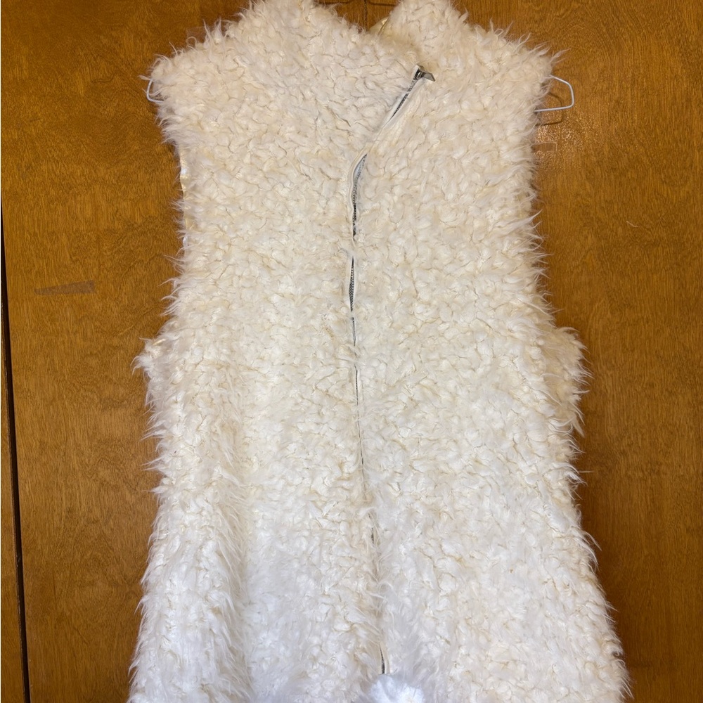 BONGO Faux Fur vest with Satin‎ lining Full Zip Cozy Winter Layering Cottagecore